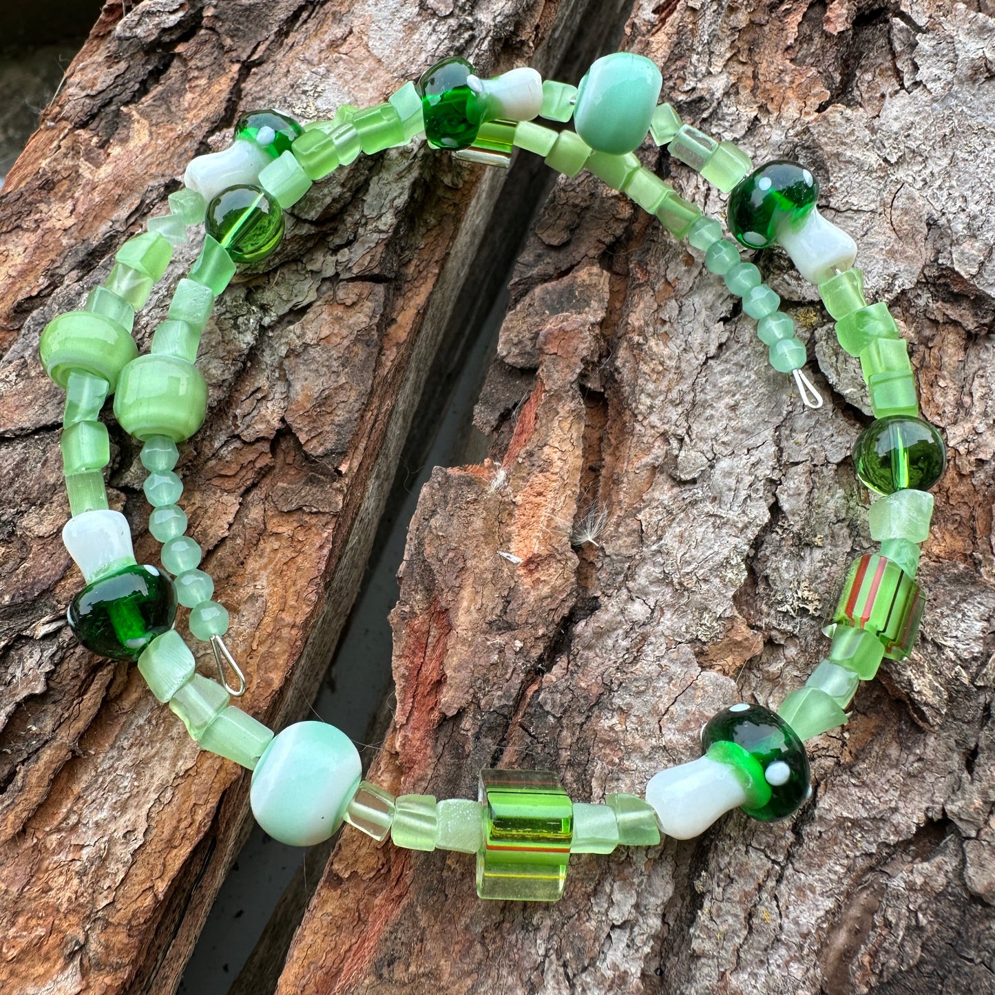 Green Glass Mushroom Choker