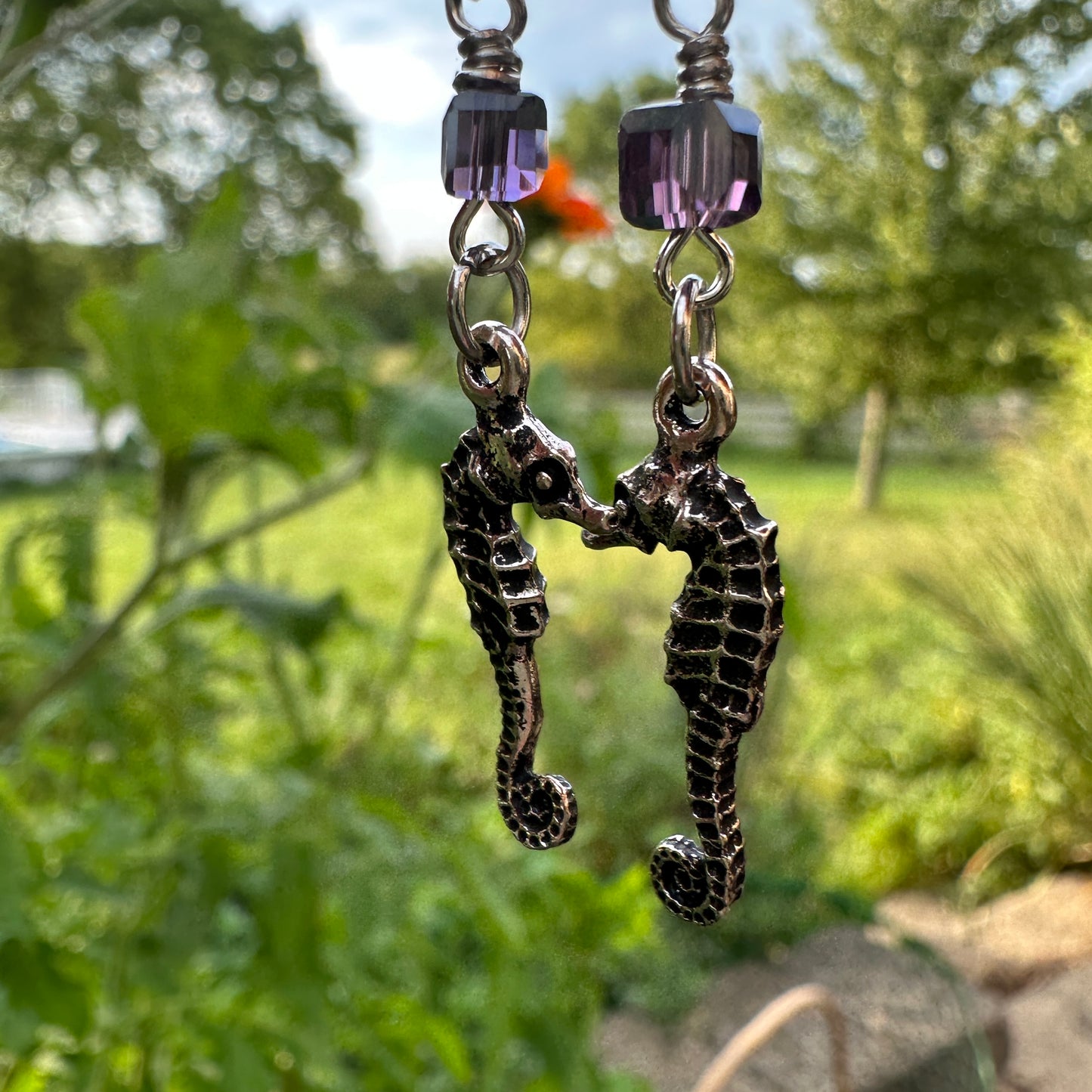 Antique Silver Seahorse Earrings