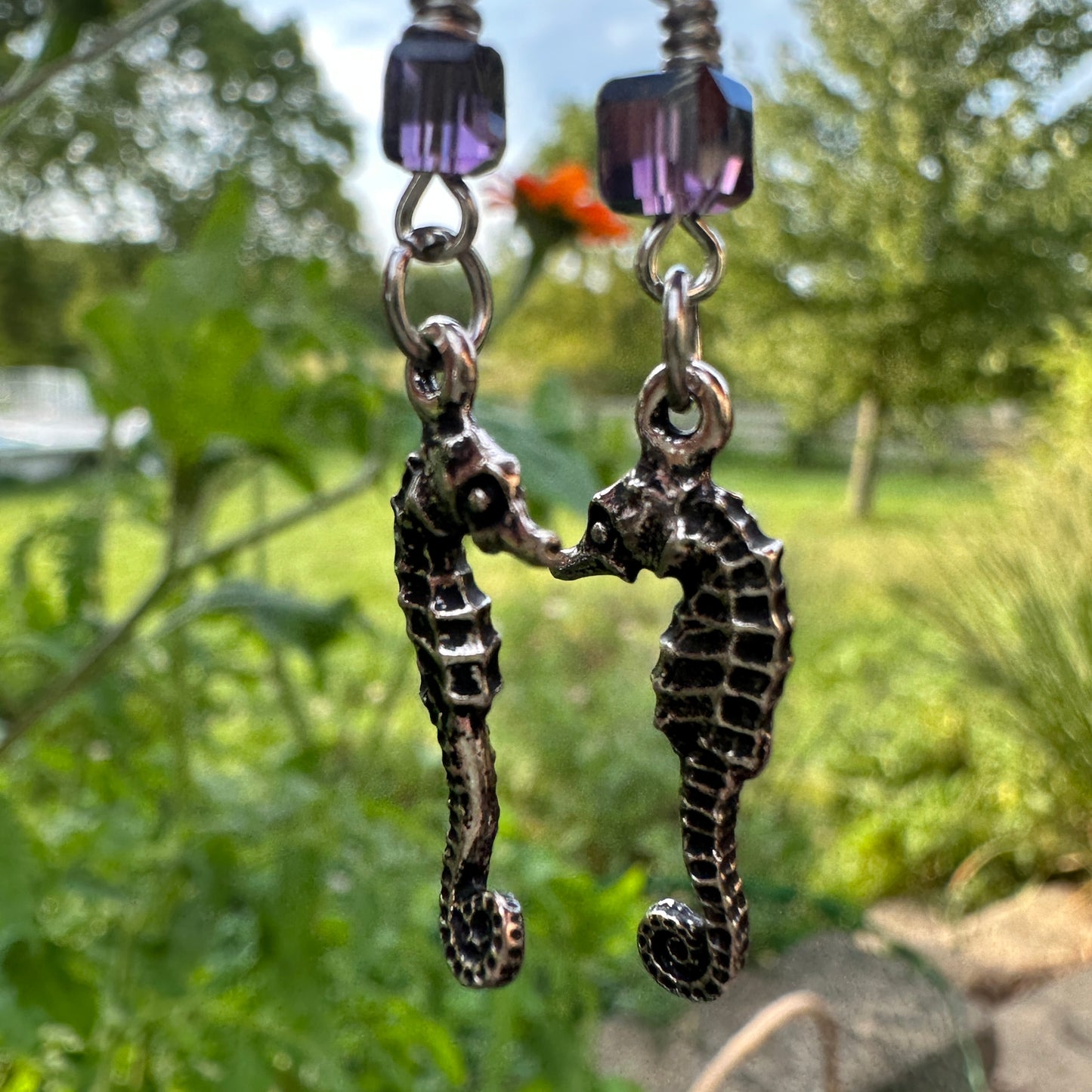 Antique Silver Seahorse Earrings