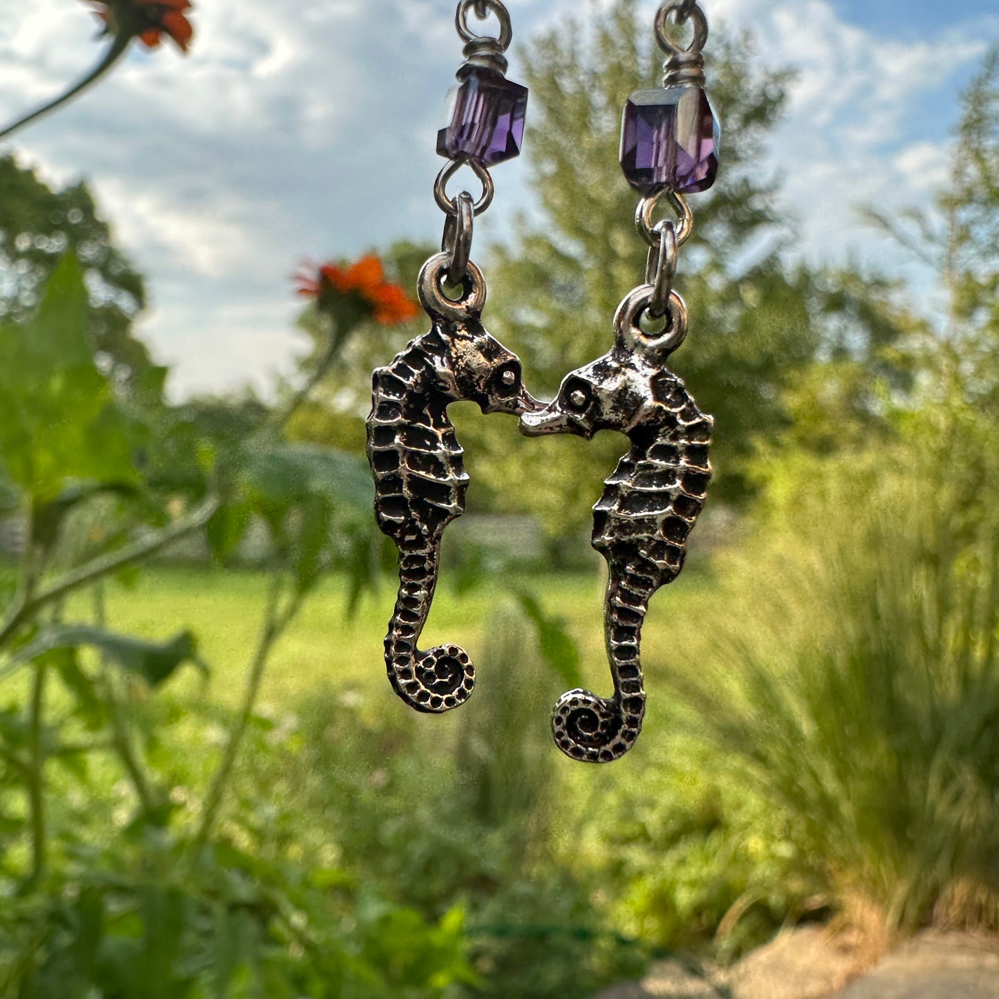 Antique Silver Seahorse Earrings