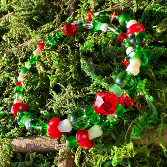 Red and Green Glass Memory Wire Choker