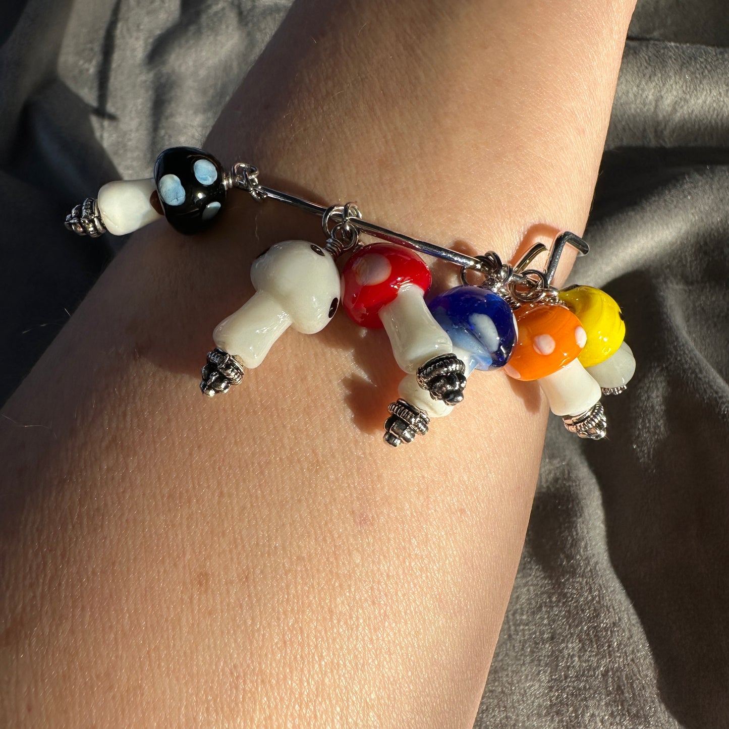 Mushroom Charm Bangle Bracelet